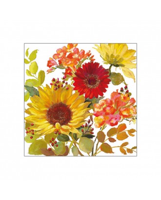 Servetele de masa, 20 buc, 33x33 cm, Sunny Flowers Cream - AMBIENTE